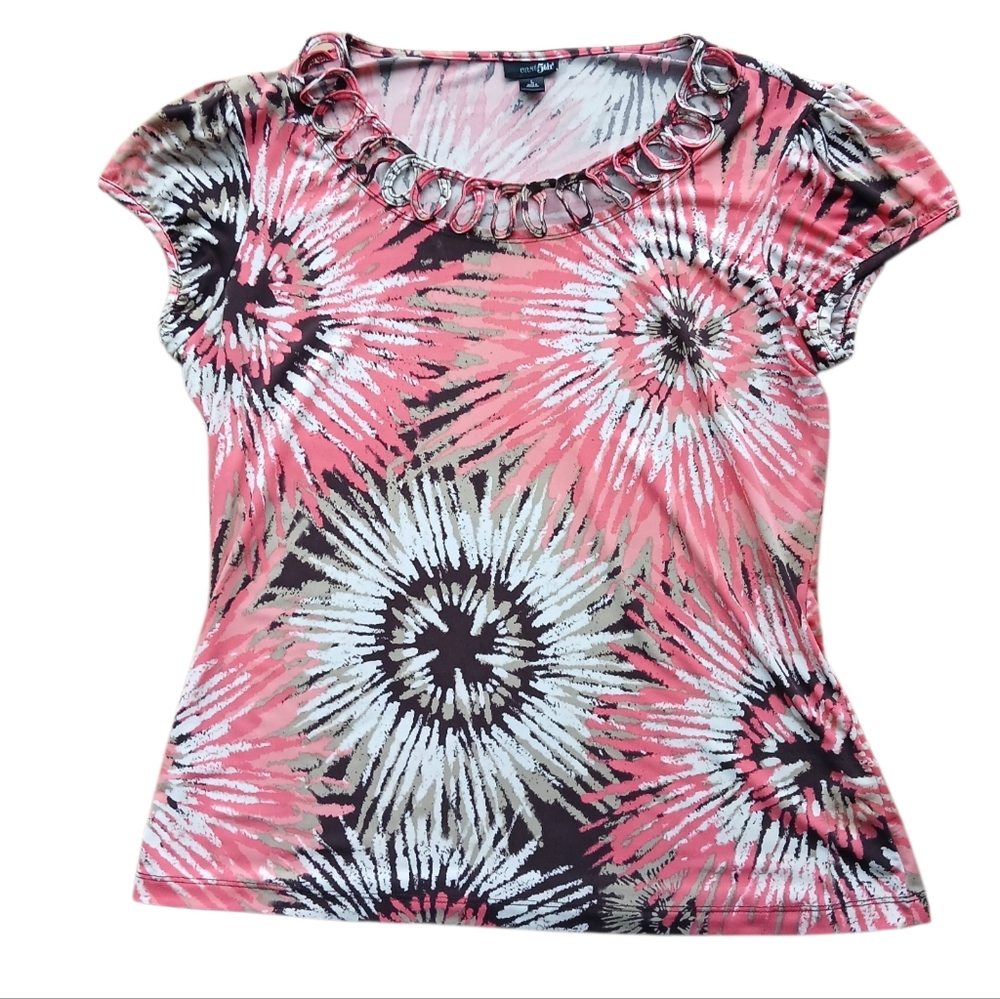East 5th Pink and Black Floral Women's Size Large Top